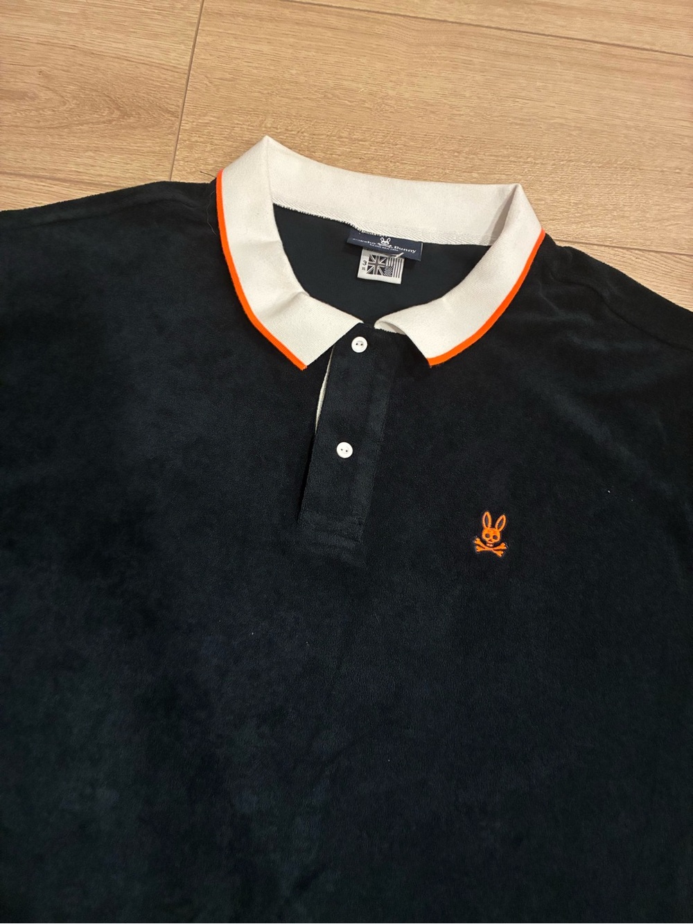 Psycho Bunny Men’s Greyson Terry Polo Black Orange Size 3/XL